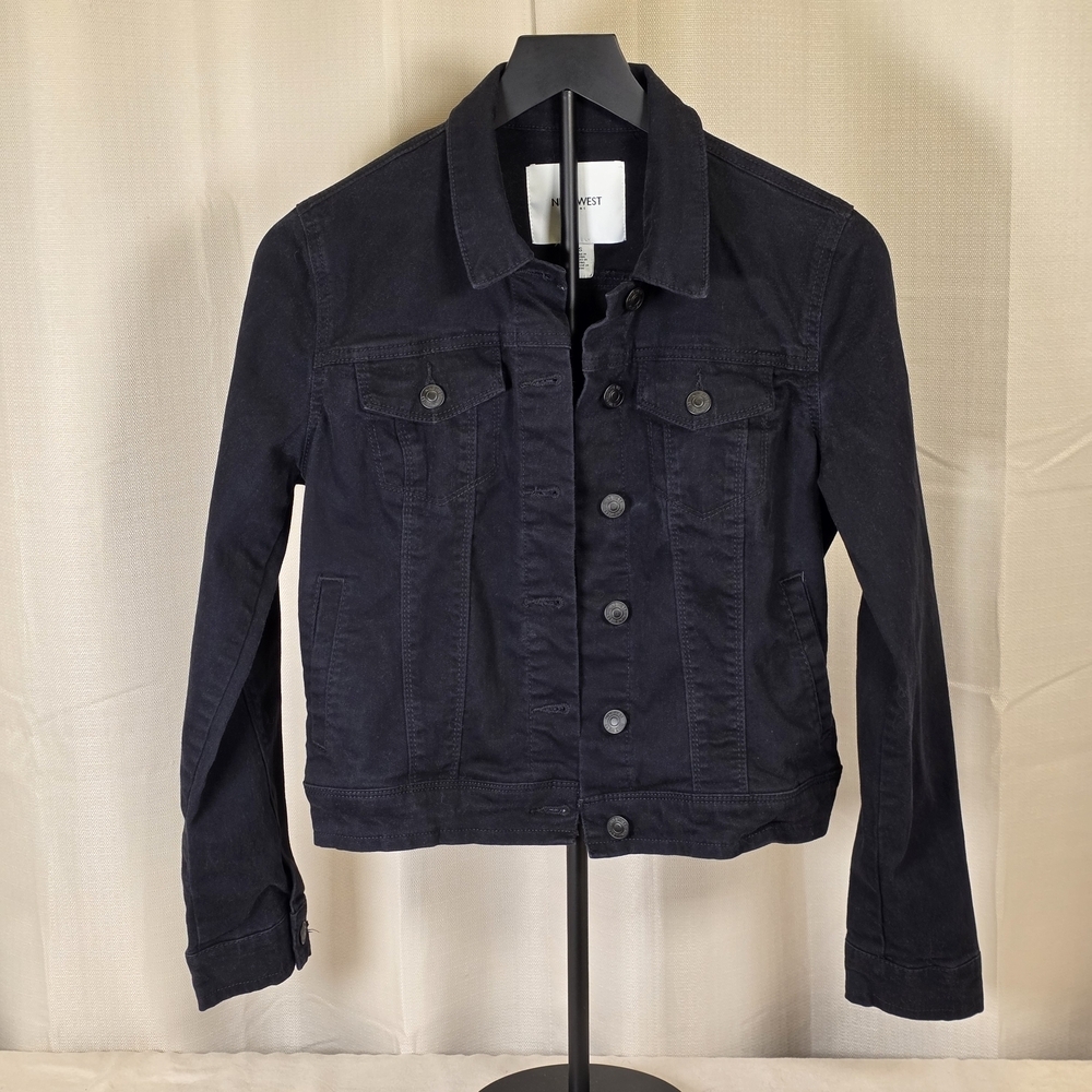 Nine West Small Black Denim Jean Jacket - Classic Trucker